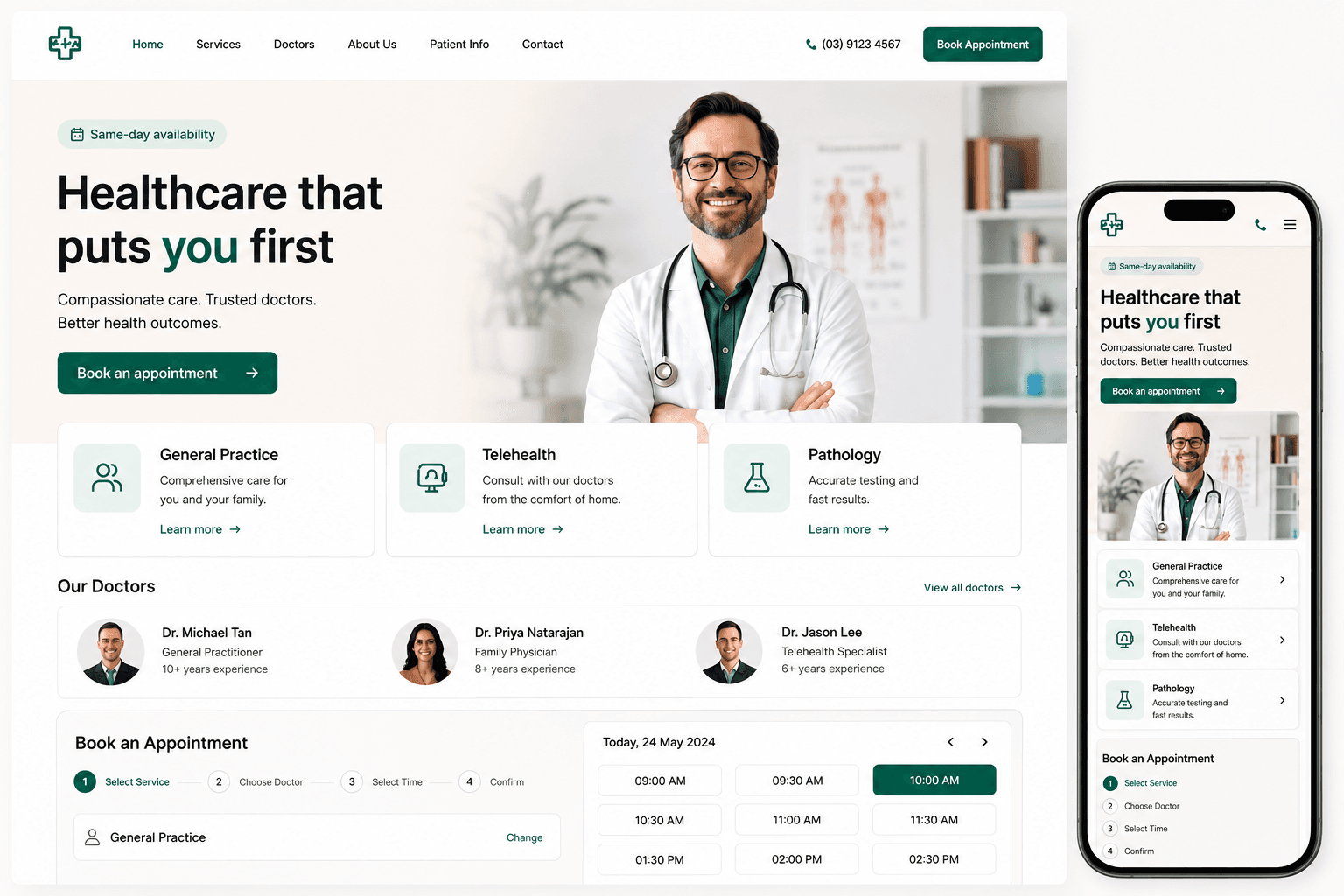 Healthcare website mockup