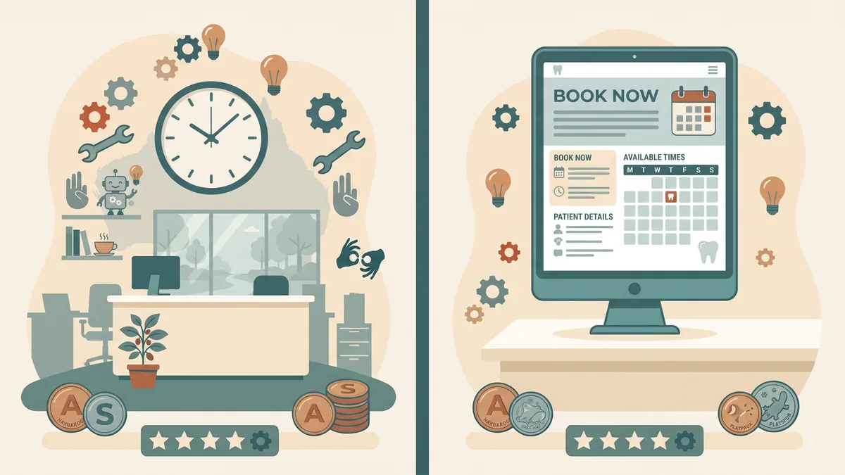 Dental clinic website with online appointment booking on a tablet