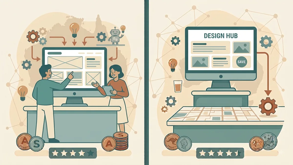Working directly with a website builder reviewing a design together