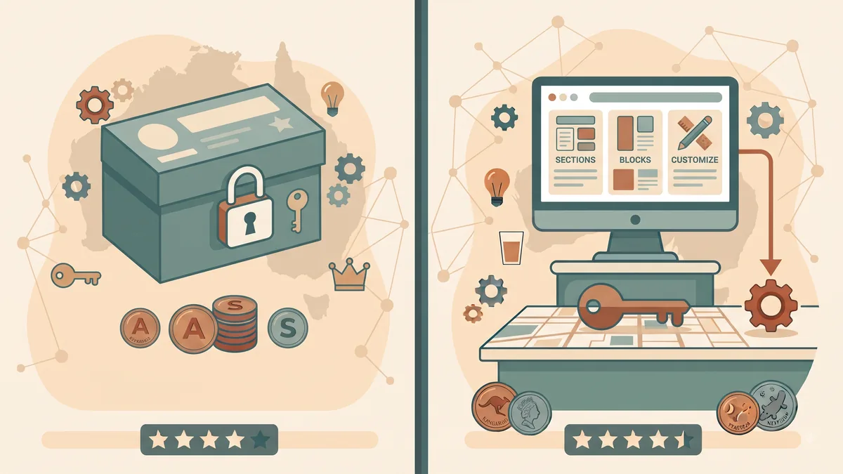 Wix locked template compared with an open custom website build